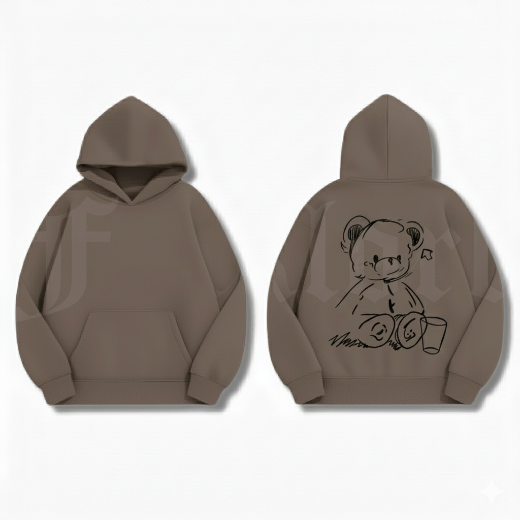🧸 3. Teddy Sketch Hoodie – Cozy Minimalist Edition