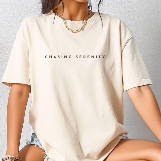 Chasing Serenity Minimalist Tee – Calm and Collected Edition