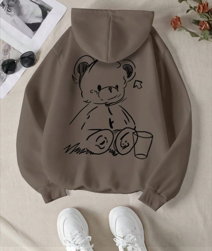 🧸 3. Teddy Sketch Hoodie – Cozy Minimalist Edition