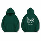 Butterflies & Flowers Graphic Hoodie (Green)